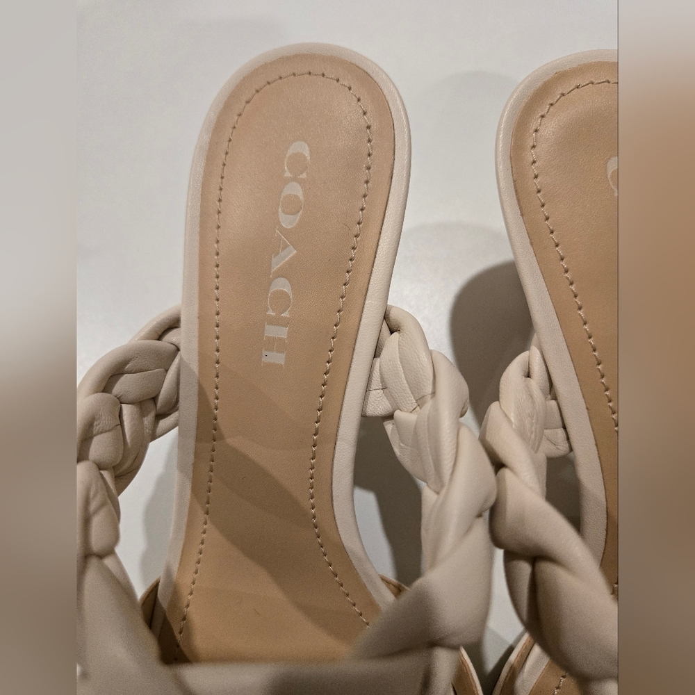 Coach Women's Mollie Cream Braided Sandals Sz 8 Like New - Picture 5 of 11